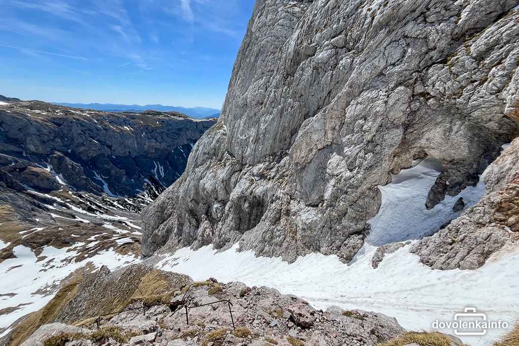 Vrchná časť ferraty G'hackte Route.