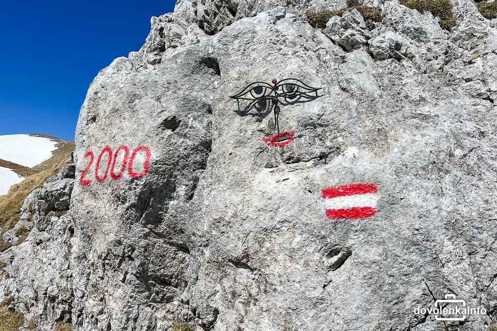 Kóta 2000 m n. m. počas zostupu z Hochschwabu na Rotgangboden.