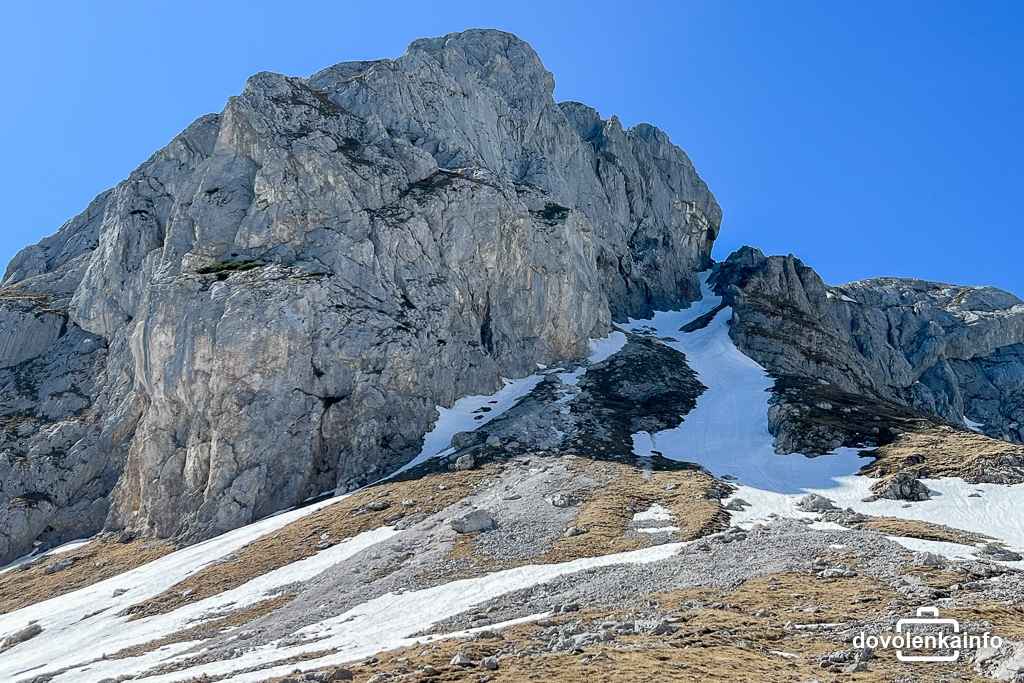 Pohľad do žlabu s ferratou G'hackte Route.