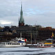 Štokholm (Stockholm) - hlavné mesto Švédska - prístav pri radnici